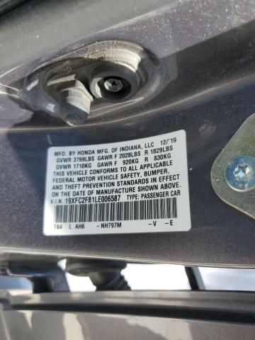 19XFC2F81LE006587 - 2020 HONDA CIVIC SPORT Сұр фото 12