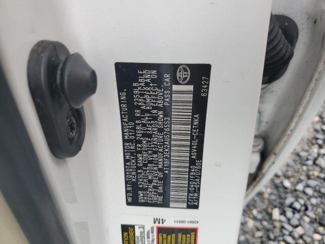 4T1BF3EK2AU576553 - 2010 TOYOTA CAMRY BASE თეთრი ფოტო 13