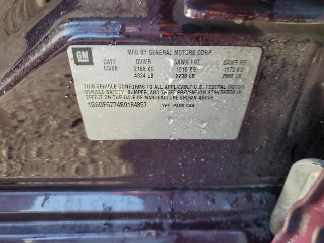 1G6DF577480184857 - 2008 CADILLAC CTS PURPLE photo 12