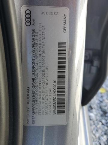 WAUG3AFC1JN004010 - 2018 AUDI A6 PREMIUM PLUS GRAY photo 13