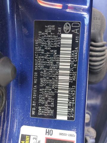 2T1BURHE0KC158803 - 2019 TOYOTA COROLLA L BLUE photo 12