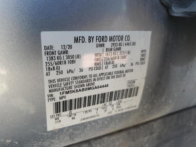 1FM5K8AB0MGA64448 - 2021 FORD EXPLORER POLICE INTERCEPTOR Plata foto 14