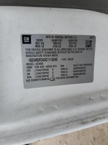 1GCWGFCA3C1110245 - 2012 CHEVROLET EXPRESS G2 WHITE photo 13