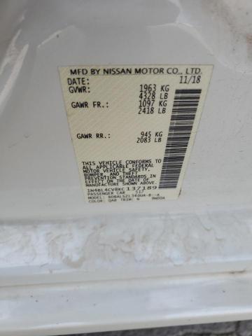 1N4BL4CV8KC137189 - 2019 NISSAN ALTIMA SR أبيض صورة 12