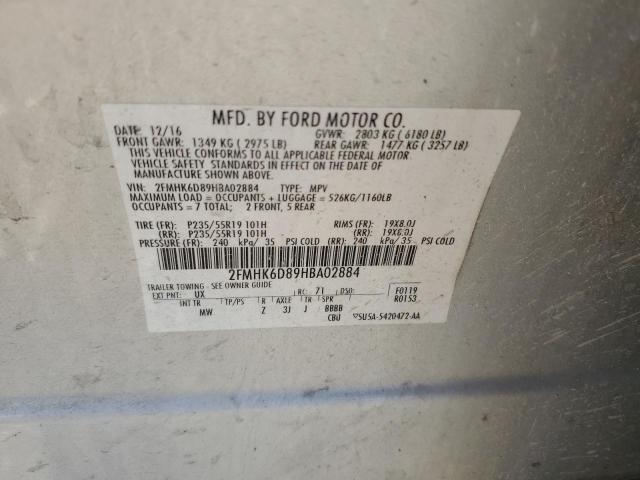 2FMHK6D89HBA02884 - 2017 FORD FLEX LIMITED SILVER photo 12