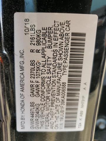 19UUB1F39KA006588 - 2019 ACURA TLX შავი ფოტო 12