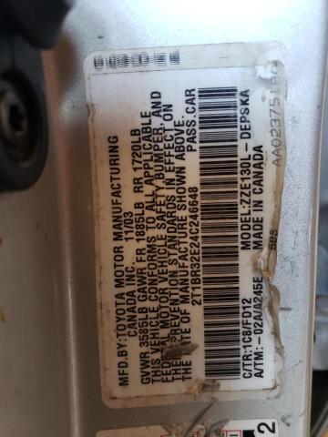 2T1BR32E24C246648 - 2004 TOYOTA COROLLA CE SILVER photo 12