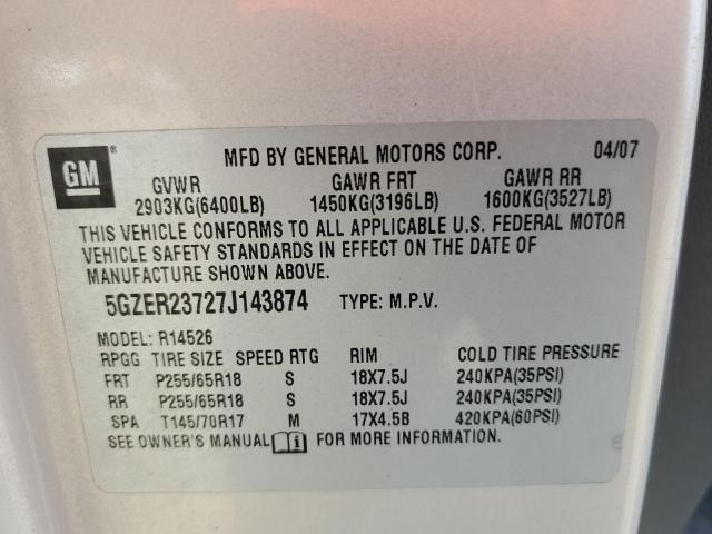 5GZER23727J143874 - 2007 SATURN OUTLOOK XR TAN photo 13