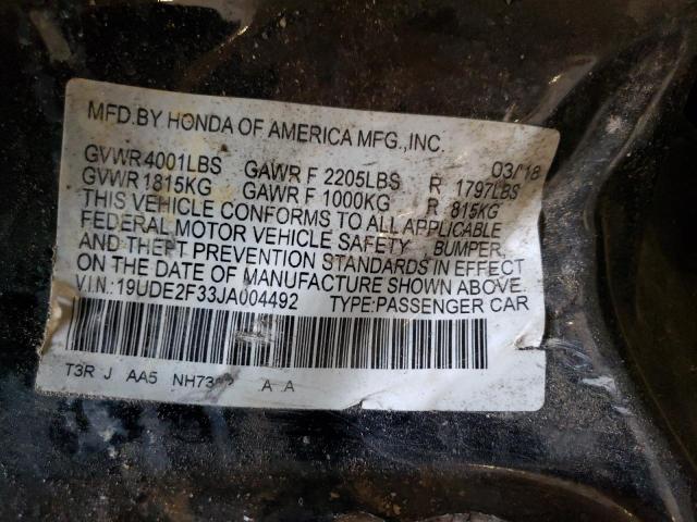 19UDE2F33JA004492 - 2018 ACURA ILX BASE WATCH PLUS BLACK photo 12