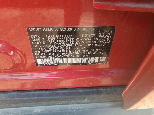 3CZRZ2H54SM720033 - 2025 HONDA HR-V SPORT RED photo 12