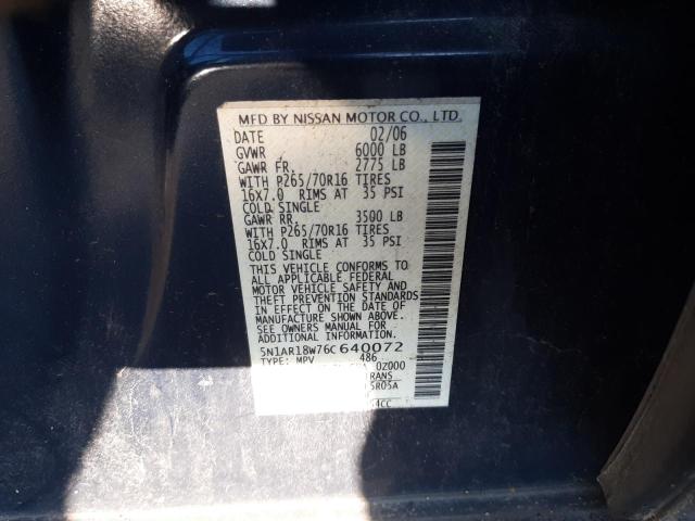 5N1AR18W76C640072 - 2006 NISSAN PATHFINDER LE თაფლისფერი ფოტო 13