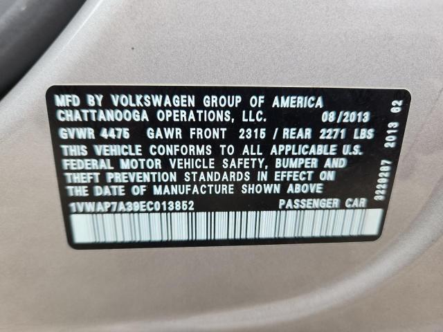1VWAP7A39EC013852 - 2014 VOLKSWAGEN PASSAT S Արծաթագույն լուսանկար 12