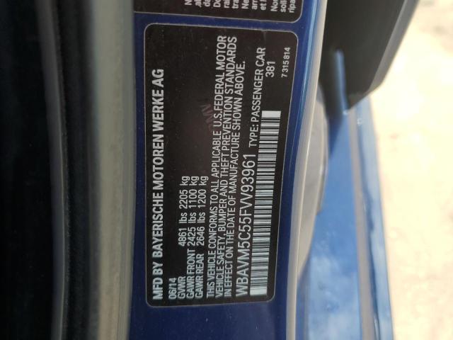 WBAVM5C55FVV93961 - 2015 BMW X1 XDRIVE35I BLUE photo 13