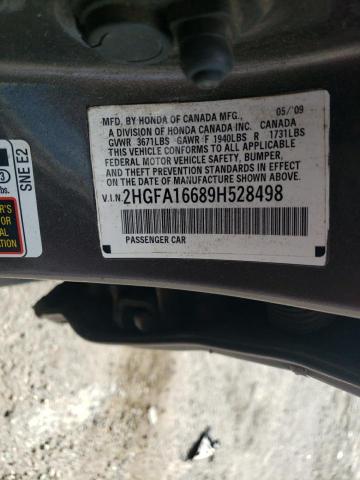 2HGFA16689H528498 - 2009 HONDA CIVIC LX-S رمادي صورة 12