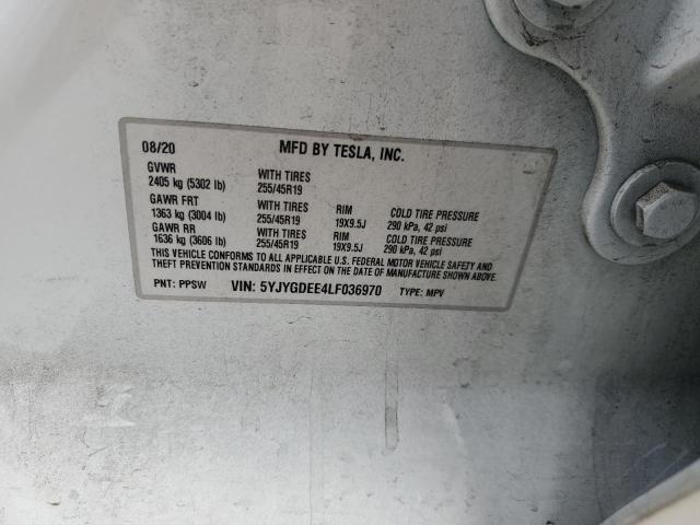 5YJYGDEE4LF036970 - 2020 TESLA MODEL Y WHITE photo 14