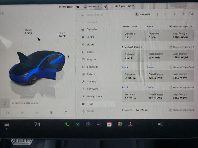 5YJ3E1EB1NF259992 - 2022 TESLA MODEL 3 BLUE photo 9