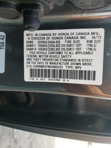 2HKRM4H78DH660333 - 2013 HONDA CR-V EXL GRAY photo 12