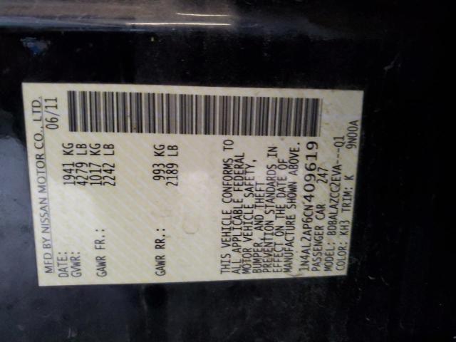 1N4AL2AP6CN409619 - 2012 NISSAN ALTIMA BASE BLACK photo 12