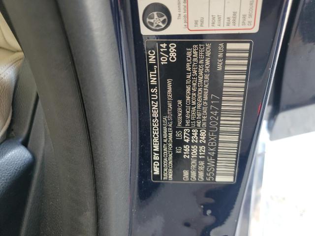 55SWF4KBXFU024717 - 2015 MERCEDES-BENZ C 300 4MATIC BLUE photo 12