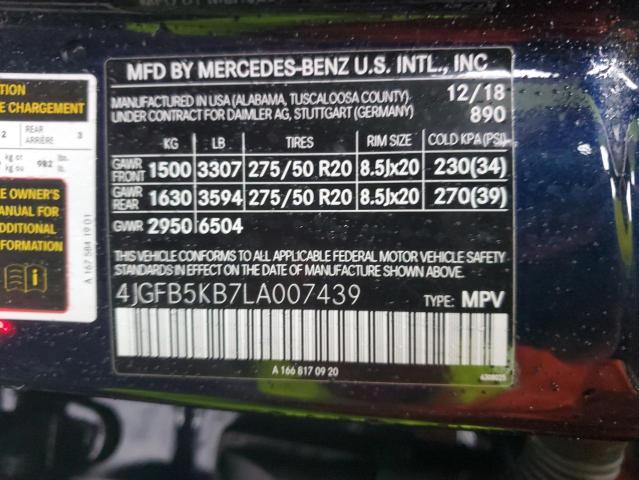 4JGFB5KB7LA007439 - 2020 MERCEDES-BENZ GLE 450 4MATIC BLUE photo 13