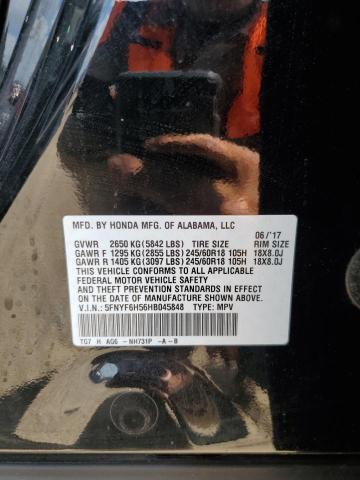 5FNYF6H56HB045848 - 2017 HONDA PILOT EXL BLACK photo 12