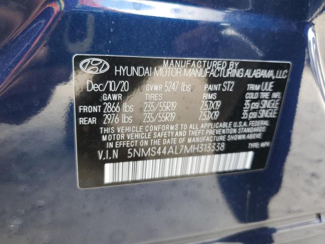 5NMS44AL7MH313338 - 2021 HYUNDAI SANTA FE LIMITED BLUE photo 14