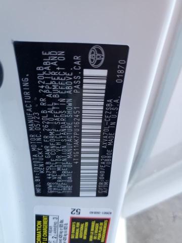 4T1G11AK7PU162451 - 2023 TOYOTA CAMRY SE NIGHT SHADE WHITE photo 12