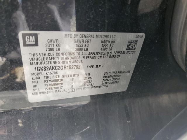 1GKS2AKC2GR152792 - 2016 GMC YUKON SLE BLACK photo 13