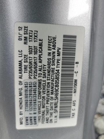 5FNRL5H69CB058554 - 2012 HONDA ODYSSEY EXL SILVER photo 14
