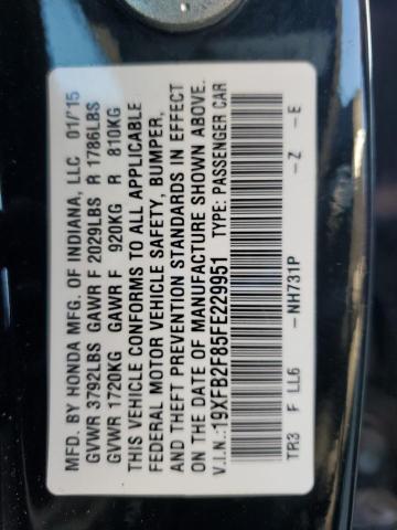 19XFB2F85FE229951 - 2015 HONDA CIVIC EX BLACK photo 13