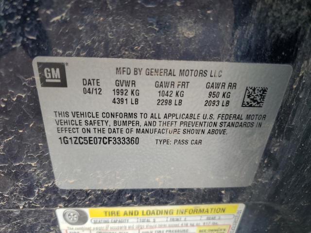 1G1ZC5E07CF333360 - 2012 CHEVROLET MALIBU 1LT 蓝色 照片 12