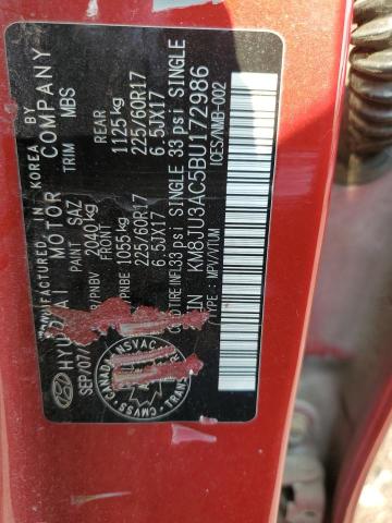 KM8JU3AC5BU172986 - 2011 HYUNDAI TUCSON GLS Czerwony zdjęcie 12