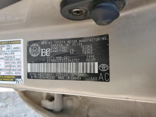 2T1BR32E65C843707 - 2005 TOYOTA COROLLA CE GOLD photo 12