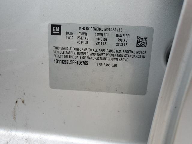 1G11C5SL5FF106765 - 2015 CHEVROLET MALIBU 1LT SILVER photo 12