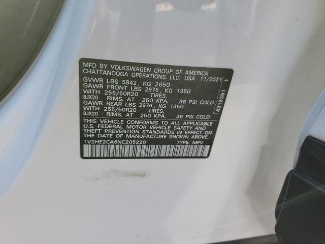 1V2HE2CA6NC205220 - 2022 VOLKSWAGEN ATLAS CROS SE Ağ foto 13