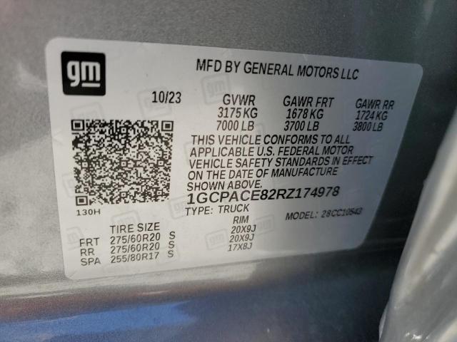 1GCPACE82RZ174978 - 2024 CHEVROLET SILVERADO C1500 LT 银色 照片 12