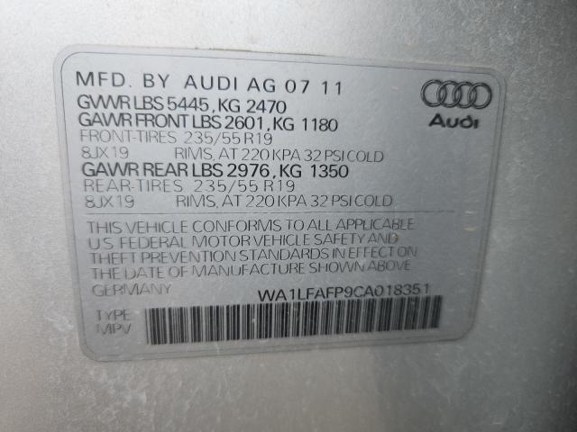 WA1LFAFP9CA018351 - 2012 AUDI Q5 PREMIUM PLUS SILVER photo 13