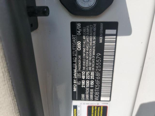 WDBTK56F68F255579 - 2008 MERCEDES-BENZ CLK 350 WHITE photo 12