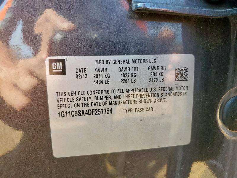 1G11C5SA4DF257754 - 2013 CHEVROLET MALIBU 1LT CHARCOAL photo 12