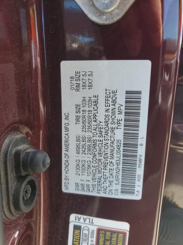 5J6RW2H83JL004825 - 2018 HONDA CR-V EXL Կարմիր լուսանկար 12