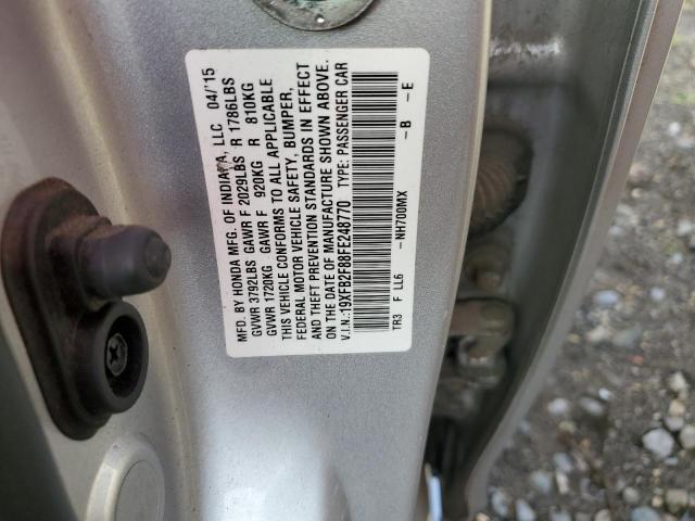 19XFB2F88FE248770 - 2015 HONDA CIVIC EX SILVER photo 12