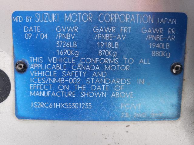 JS2RC61HX55301235 - 2005 SUZUKI AERIO SX SILVER photo 12