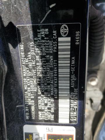 4T4BF1FKXFR484171 - 2015 TOYOTA CAMRY LE BLACK photo 12