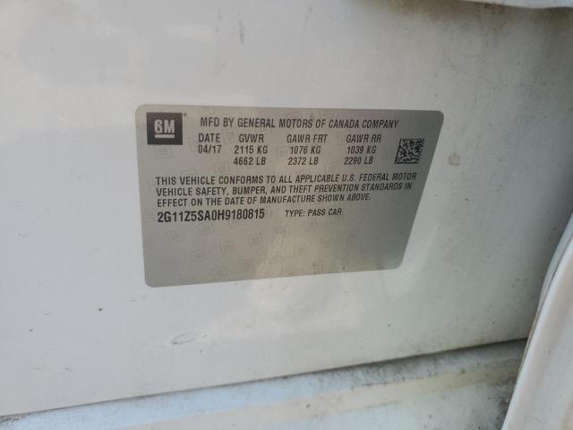 2G11Z5SA0H9180815 - 2017 CHEVROLET IMPALA LS WHITE photo 12