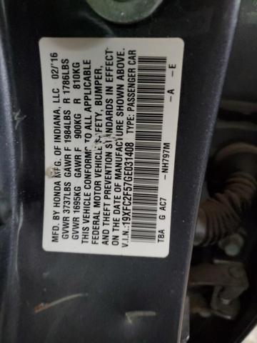 19XFC2F57GE031408 - 2016 HONDA CIVIC LX GRAY photo 13