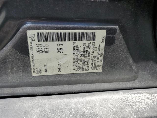 1N4AA6AV9KC365931 - 2019 NISSAN MAXIMA S Szary zdjęcie 12