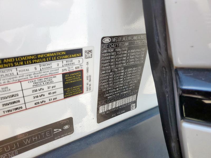 SALGS2SV2JA504437 - 2018 LAND ROVER RANGE ROVE HSE WHITE photo 13