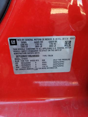 3GTU2NEC1HG386060 - 2017 GMC SIERRA K1500 SLT RED photo 12