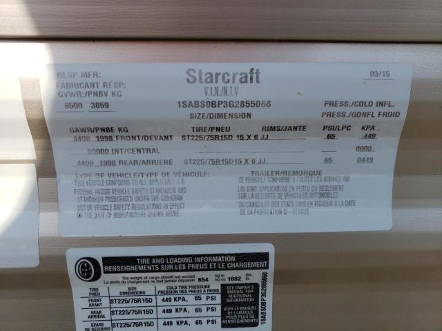 1SABS0BP3G2855068 - 2016 STARCRAFT RV BEIGE photo 10