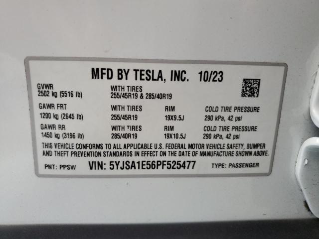 5YJSA1E56PF525477 - 2023 TESLA MODEL S Ağ foto 14
